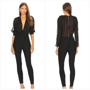 Michael Costello Black Sheer Jumpsuit